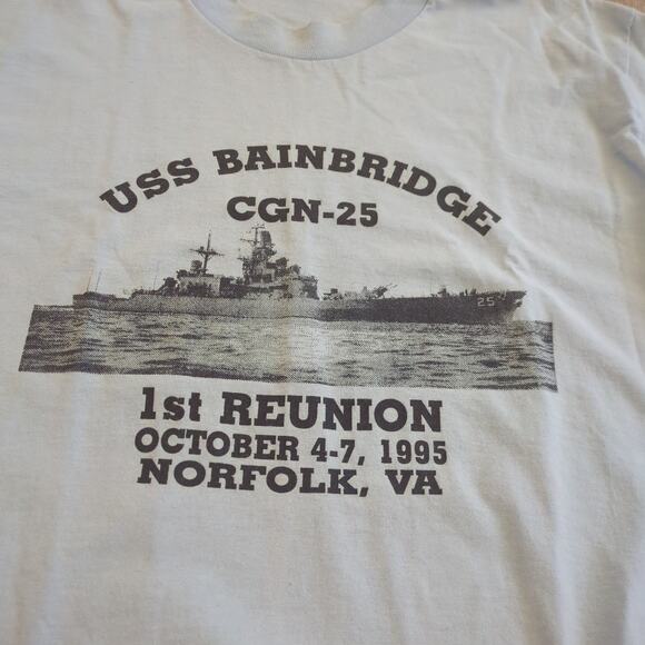 VTG USS Bainbridge Adult Large Shirt Missile Destroyer Navy Single Stitch 90s - Picture 2 of 7